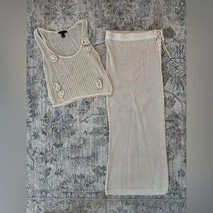 Forever 21 Cream Crochet boho Top & Skirt Set